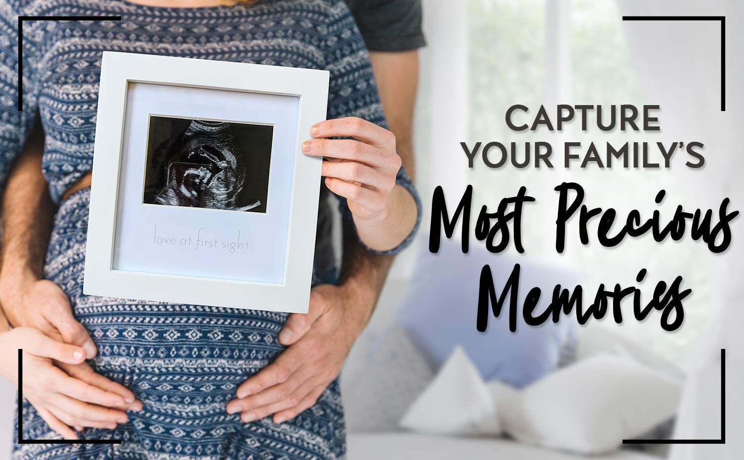 Green Pollywog Sonogram Photo Display | White Ultrasound Frame | Pregnancy Gift for First-Time Moms, Parents & Grandparents | Nursery Decor