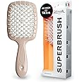 Janeke Superbrush Detangling Brush for Soft Smoothing Hair Brushing with Anti-Static Bristles - Vented Wet Hair Brush for Blow Drying Use - Perfect for Curly, Thick, Wavy, Fine Hair Types (Nude)