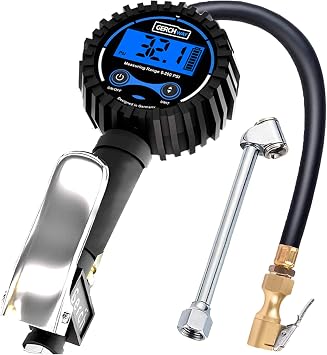 Amazon Com Digital Tire Inflator With Pressure Gauge And Longer Hose Air Chuck With Gauge For Air Compressor 200psi Automotive