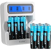 Kratax 1.5V Rechargeable Lithium AA Batteries, 12 Pack AA Li-ion Batteries with 2H Fast Charge, 3500mWh High-Capacity, 1600 C