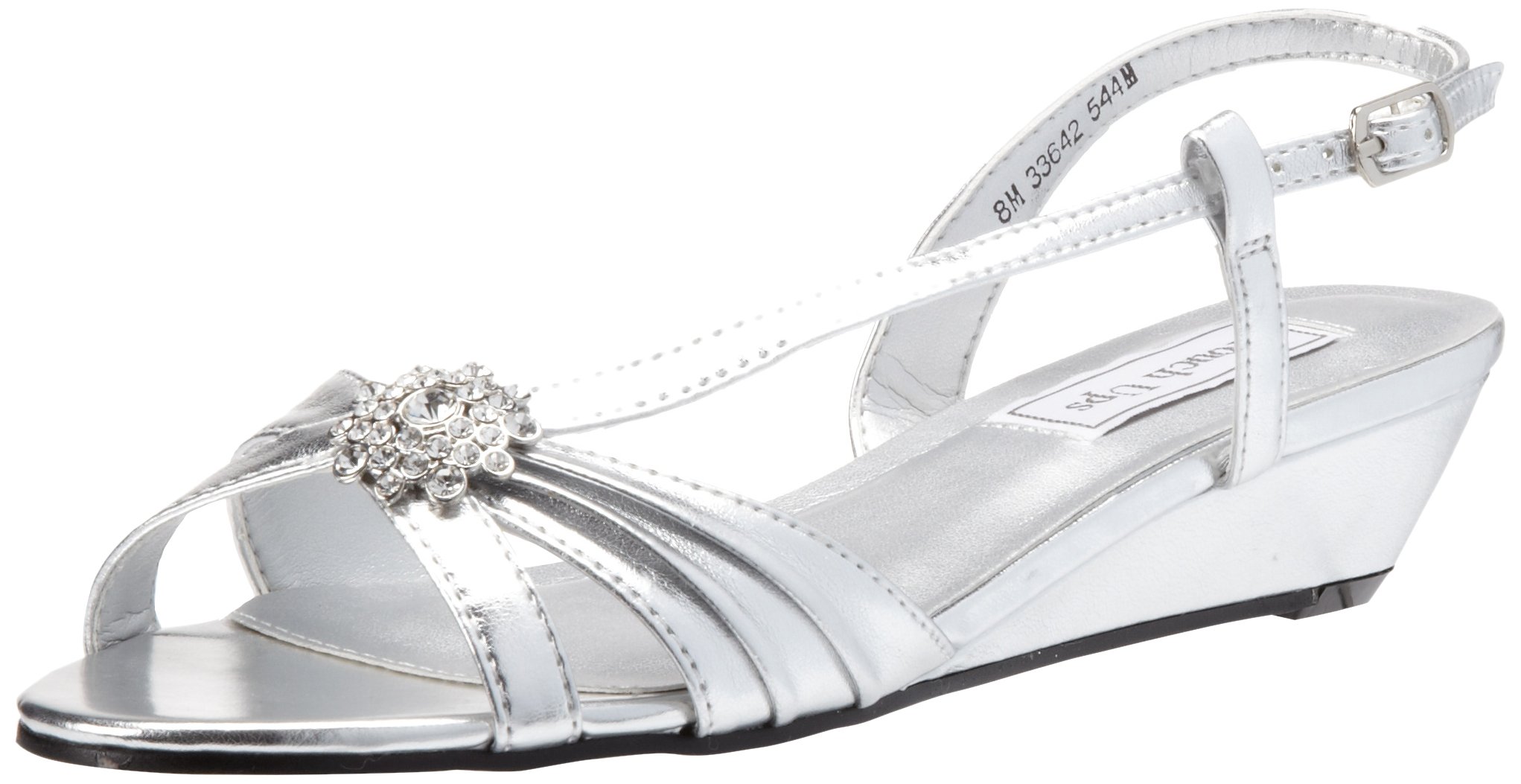 Touch Ups Women’s Geri Manmade Wedge Sandal,Silver Metallic,10 W US