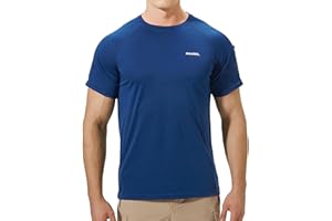 Pausel Men's Rash Guard Swim Shirts Short Sleeve UV Sun Protection Quick Dry UPF 50+ SPF Fishing Beach Water Shirt