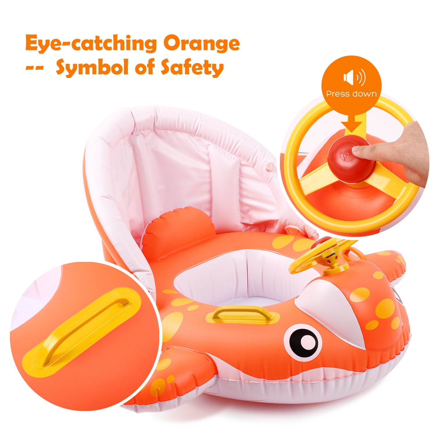 Baby Spring Pool Float with Canopy Sunshade, Whale Theme Infants Water Toys Inflatable Swimming Ring Pool Water Boat with Gift Sunhat and Sand Play Molds Toys for Toddlers Summer Activity