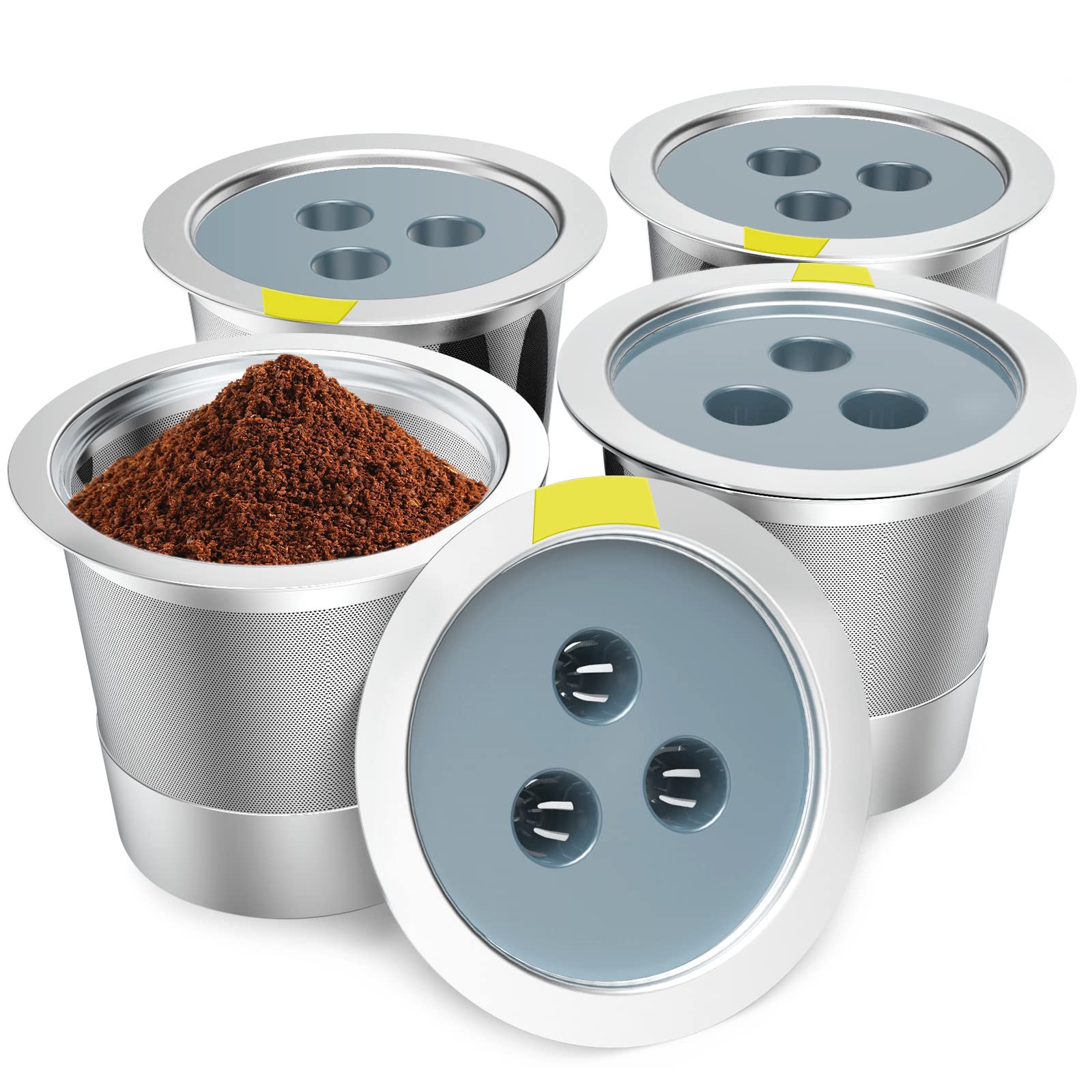 Reusable K Cups Compatible with Ninja Coffee Maker,Stainless Steel 4 Pack Reusable Coffee Pods,Permanent K Cups Coffee Filters Fit for Ninja CFP201 CFP 300 CFP305 CFP307 CFP400 (4Pack)