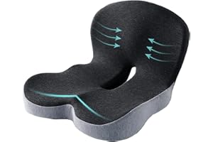 SAMLOO Seat Cushion Memory Foam Pads for Truck Driver Office Chair Cushion Home Chair Cushion Car Non Slip Pad Sitting Ergonomic Cushions for Office Workers Car Drivers (Dark Grey)