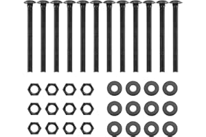 SPARKWHIZ 1/2 x 6 Inch Carriage Bolt Kit, Rust Resistance Bolts Includes 12 Bolts, 12 Washers, and 12 Nuts, Black