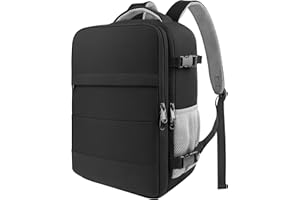 HOTOR Travel Backpack - Flight Approved Travel Bag for Men and Women, Carry on Luggage for 15.6" Laptop and Travel Essentials for Work, Business, Weekender, College 11.8"x7.9"x17.3" (Black)