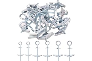 Hilitchi 15Pcs M5 O-Shaped Toggle Bolts and Wing Nut Kit Eye Bolt Toggle Anchors Set Butterfly Toggle Anchors Toggle Bolts Heavy Duty Butterfly Anchors for Hanging Lamps Heavy Items
