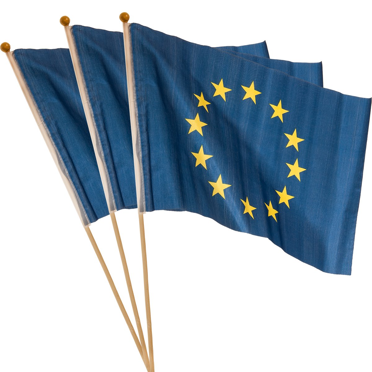 Set of 3 Europe Flag with Rod 30x45cm Flag Europe European Union EU Stars (30 x 45 cm 3 piece)