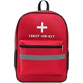 Jipemtra Red Emergency Bag First Aid Backpack Kit Empty Medical First Aid Bag Treatment Trauma Medicine Bags for Camping Hiking Outdoors Travel Riding (Red)