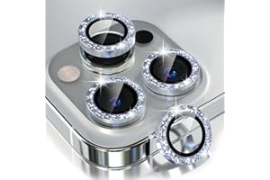Choiche [3+1] for iPhone 13 Pro/iPhone 13 Pro Max Camera Lens Protector Bling, 9H Tempered Glass Camera Cover Screen Protector Metal Ring Decoration Accessories (Glitter-Silver)