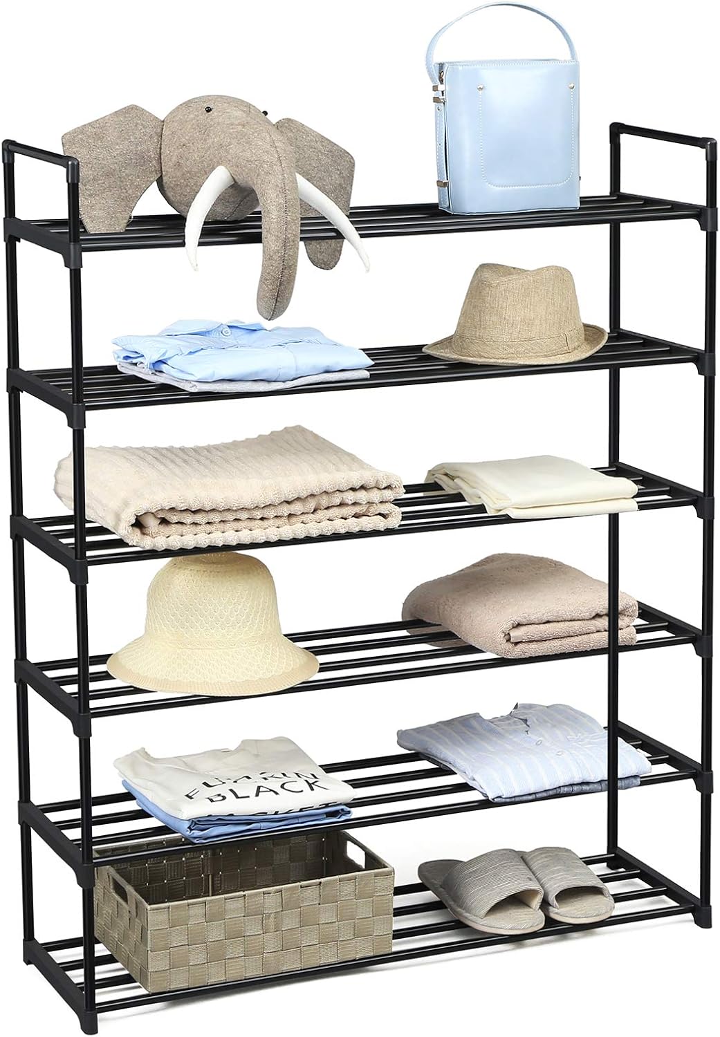 songmics 10 tiers shoe rack on Songmics 6 Tier Shoe Rack Hallway And Cloakroom Entryway Grey Lsa16gy Metal Storage Shelves Hold Up To 30 Pairs Of Shoes For Living Room 92 X 30 X 103 Cm Furniture Hallway Furniture Antuongreal Vn