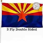 XIFAN Double Sided Arizona State Flag 3x5 ft, Heavy Duty 3 Ply Durable Polyester, AZ Flag with Vibrant Print/4 Rows Hemming/Brass Grommets for Indoor Outdoor Decor