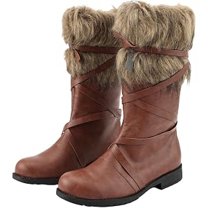 Men's Pirate Viking Renaissance Boots Medieval Halloween Vintage Stage Cosplay Artificial Fur Boot