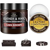 SHABEIBEI Leather Recoloring Balm with 100ml Mink Oil, Dark Brown Leather Repair Kit and Scratch Remover for Furniture, Car Seats, Sofas, Dye & Restorer for Couches, Vinyl, PU, Faux