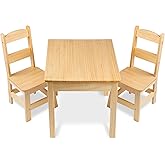Melissa & Doug Solid Wood Kids Table and Chairs (2), Premium Quality Wooden Toddler Table and Chair Set for Kids Playroom Fur