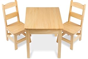 Melissa & Doug Solid Wood Kids Table and Chairs (2), Premium Quality Wooden Toddler Table and Chair Set for Kids Playroom Furniture & Montessori Classroom Furniture for Boys & Girls Ages 3+