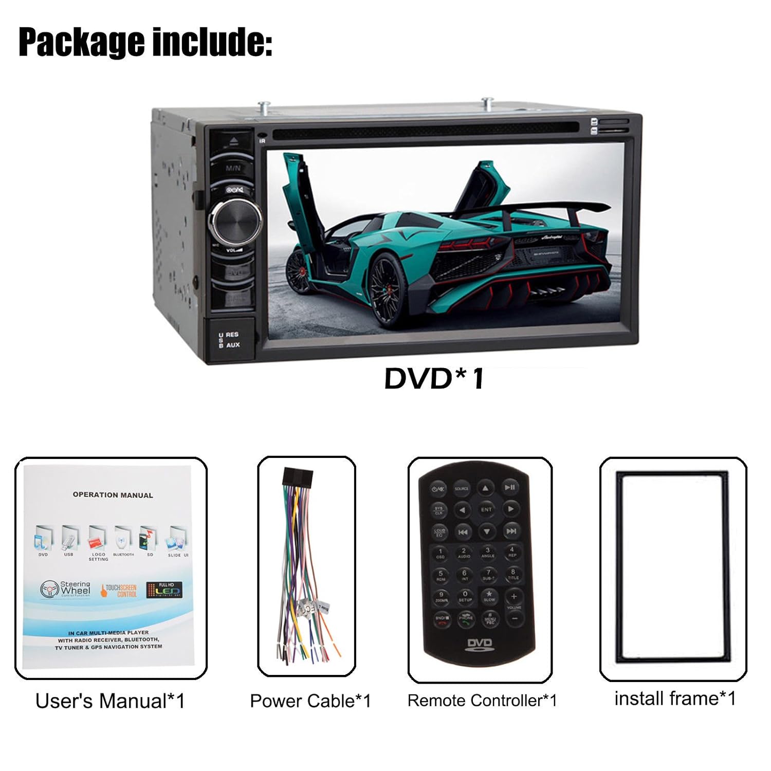 Amazon.com: Double 2 Din Car Stereo Receiver Radio In-Dash Bluetooth DVD