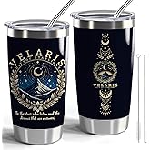 CWEGSJ Velaris City of Starlight 20oz Stainless Steel Tumbler with Lid and Straw Acotar Gift Bookish Tumbler Acotar Coffee Mug (Black-VELARIS City)