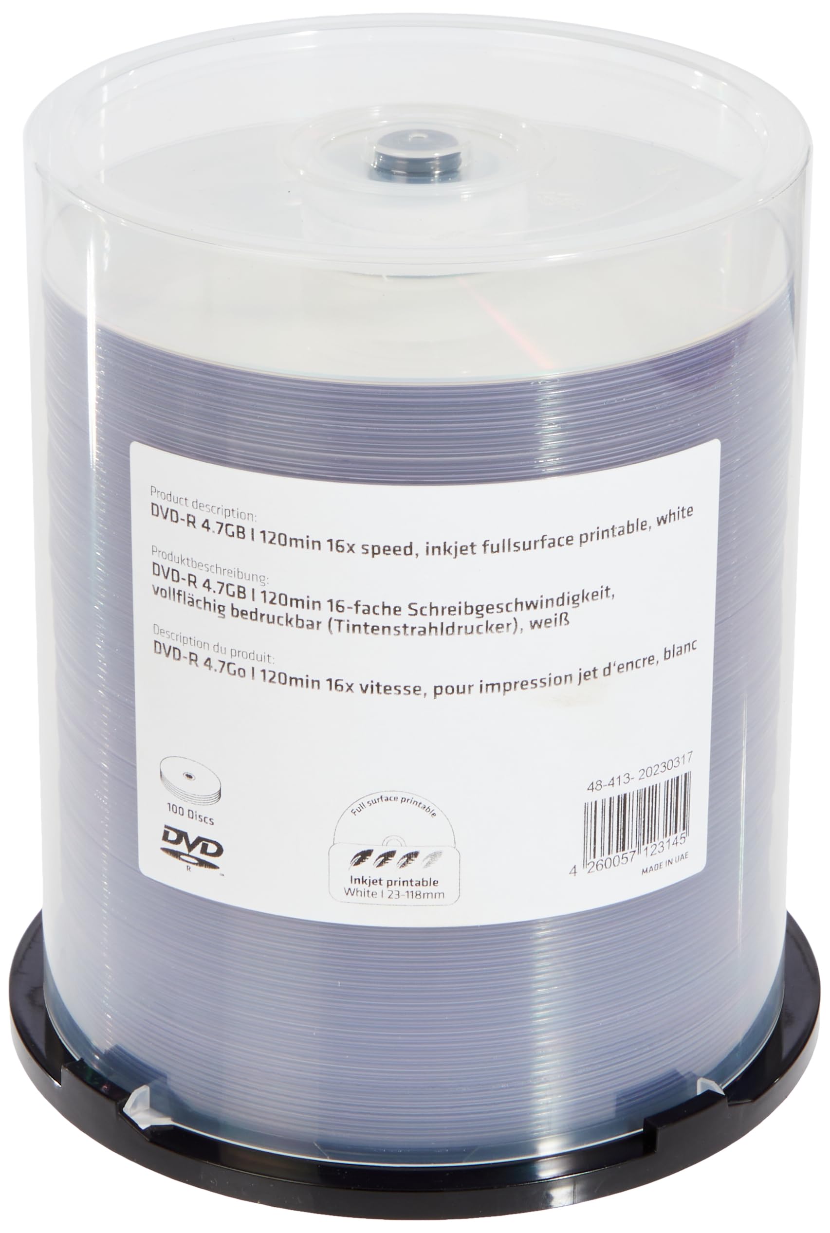 MediaRange MR413 DVD-R 4.7GB 16x (100) Cake Box ink jet printable