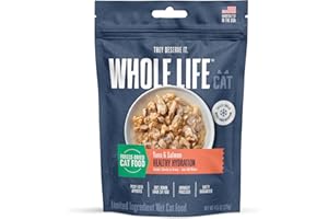WHOLE LIFE PET PRODUCTS Whole Life Cat Freeze Dried Cat Food - Human-Grade Wet Food Toppers, Single Ingredient Snacks & Lickable Treats, Instantly Hydrating Natural Broth Just Add Water, Made in USA - Salmon & Tuna, 3 Oz