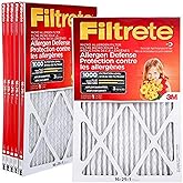 Filtrete 16x25x1 Furnace Filter, MPR 1000, MERV 11, Allergen Defense Odor Reduction 3-Month Pleated 1-Inch Air Filters, 6 Fil