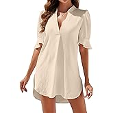 Blooming Jelly Womens Bathing Suit Cover Up Swimsuit Coverups Swim Ruffle Sleeve Swimwear V Neck Bikini Beach Dress (Apricot,M)