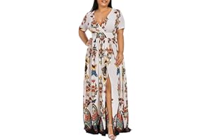 BILQIS Women's Plus Size Maxi Sundress, Summer Dresses for Women 2022 Boho Wedding Guest Dress Cold Shoulder Floral Dresses