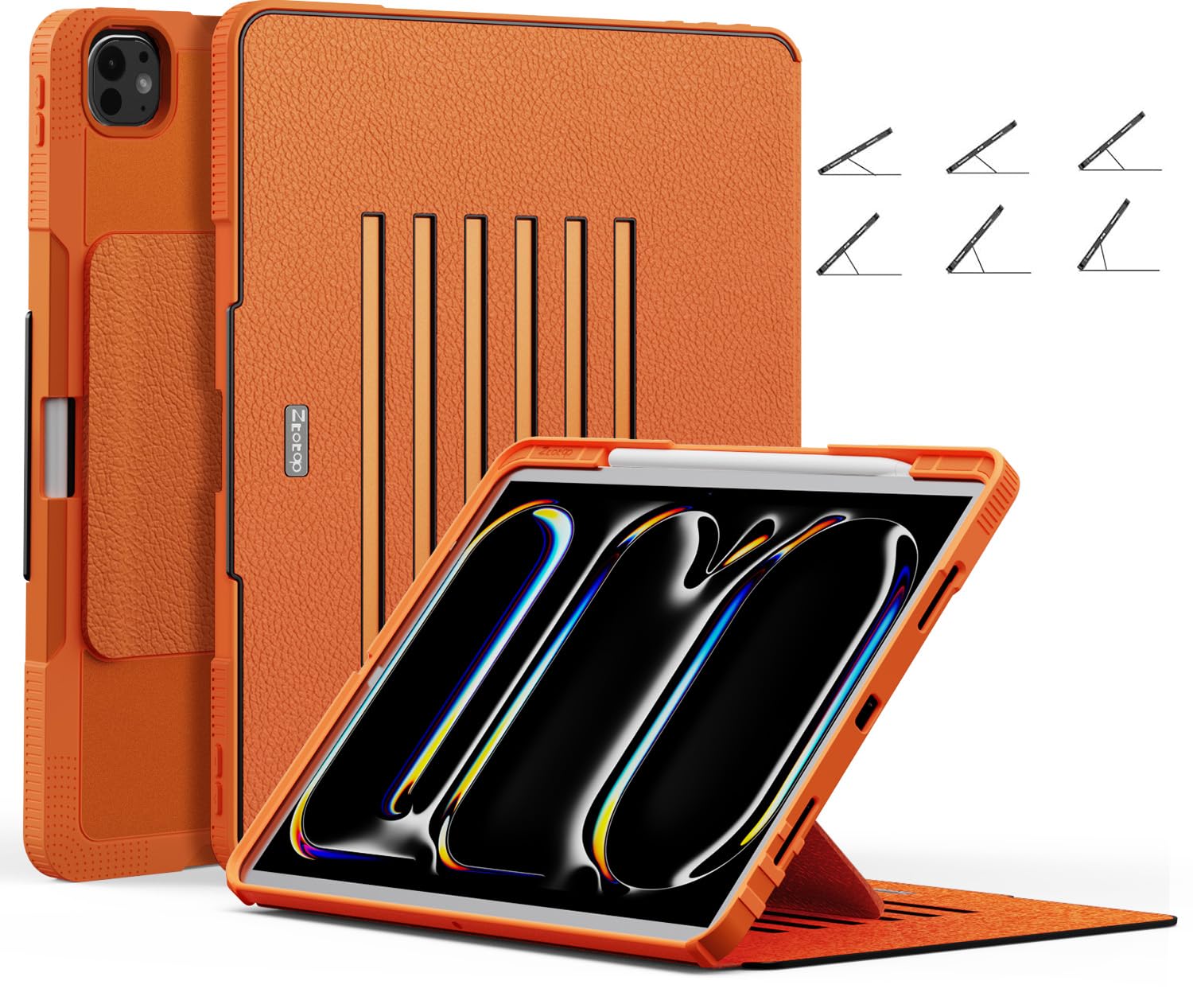 Photo 1 of ZtotopCases for New iPad Pro 13 Inch Case 7th Gen M4(2024)/ Pro 12.9 Inch 6th/5th/4th Generation 2022/2021/2020, [6 Magnetic Stand Angles] Protective Cover with Pencil Holder, Auto Wake/Sleep, Orange
