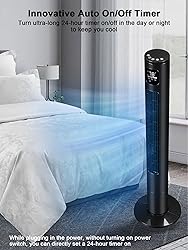 Uthfy 46" Tower Fan With Remote, 28ft/s Fan for