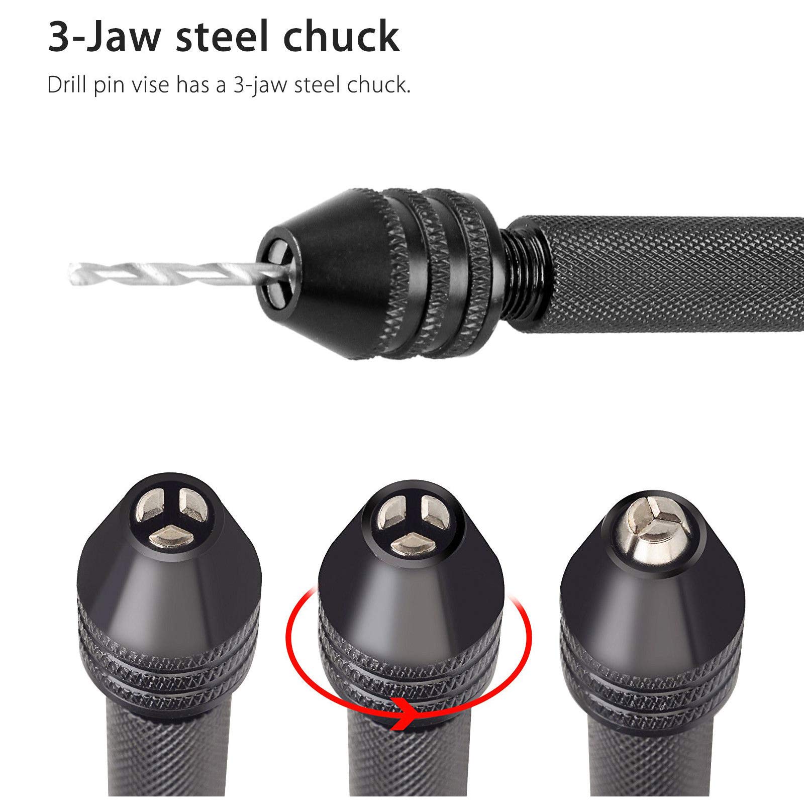 Pin Vise Hand Drill Bits(10PCS), Micro Mini Twist Drill Bits Set with Precision Hand Pin Vise Rotary Tools for Wood, Jewelry, Plastic etc (0.5-2.0mm)