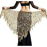 Aivtalk Women Belly Dance Hip Scarf Sequins Mesh Triangle Wrap Skirts