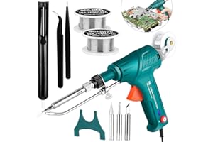 VEEVIIY Soldering Gun Kit, 120W Adjustable Temp Multi-Function Soldering Iron Set, Soldering Iron Kit for Electronics Welding Repair (10-Piece Set) (Green)