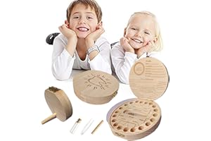 ANWOLA Baby Tooth Keepsake Box,Tooth Fairy Box,Wooden Tooth Box ,Baby Keepsake Storage Box,Tooth Saver,Tooth Holder for Kids Teeth,Tooth Boxes for Lost Teeth for Kids,Newborn Baby Birthday and Shower Gift
