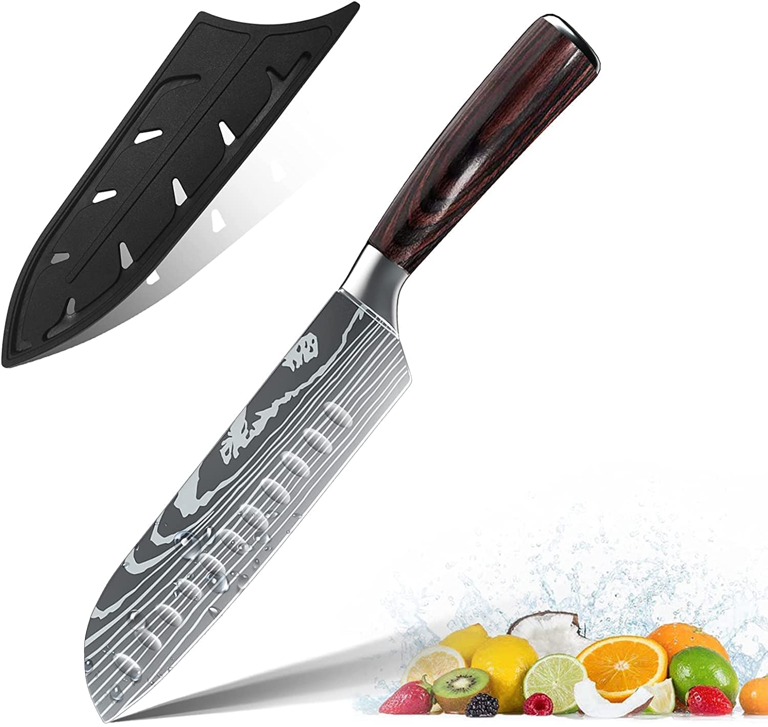 MDHAND-Cuchillo-Santoku-de-18cm-Cuchillos-de-Cocina-de-Acero-Inoxidable-de-Varios-Tamanos-con-Mango-Comodo-Cuchillo