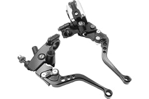 JXPANG Universal Motorcycle 7/8" 22mm Handlebar Brake Master Cylinder Clutch Lever CNC Left & Right Set Compatible with Harley Honda Kawasaki Suzuki Yamaha（ Piston Diameter 12.7mm (Black)
