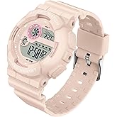 findtime Digital Watch Womens Sport Waterproof White Wrist Watches for Women with Alarm Stopwatch Hourly Chime LED Display 12H/24H Calendar