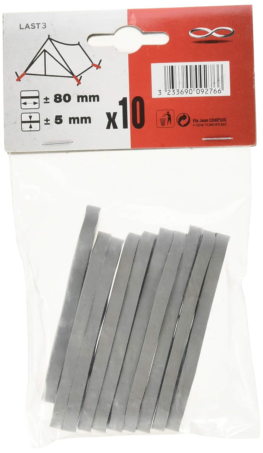 Chapuis LAST3 Set of 10 Square Elastic Bands for Camping 5 mm Length / 80 mm, beige - Image 3
