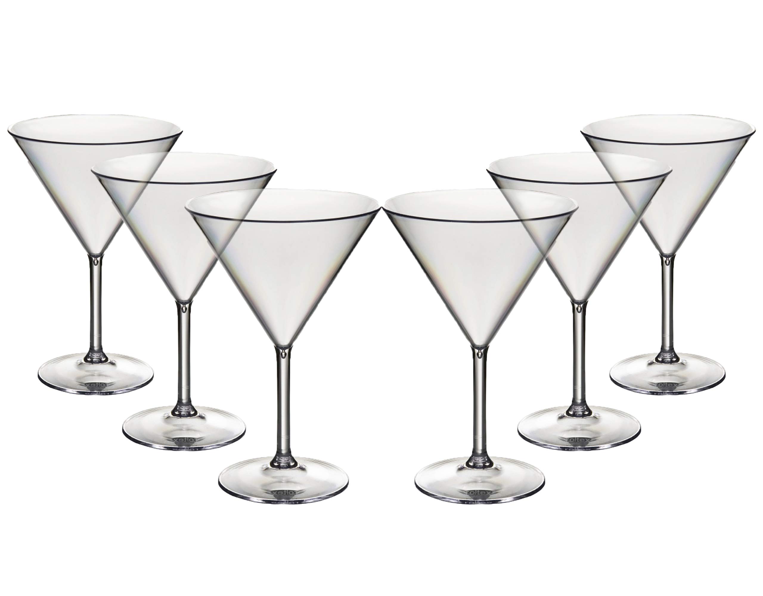 Set of 6 Unbreakable Reusable Polycarbonate Plastic Cocktail/Martini/Sweet Glasses (Vol 7oz) Realistic Alternative to Glass