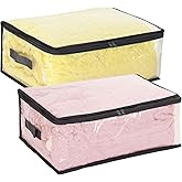 Fixwal 2pcs Small Comforter Storage Bags with Zipper 35L Capacity, Clear Plastic Closet Storage and Organizers for Clothing Sweaters Bedding Blankets