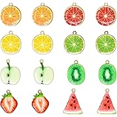 Honbay 32PCS Enamel Fruit Charms Pendnat for Earring Necklace Bracelet Keychain Jewelry Craft Making (8 Style)