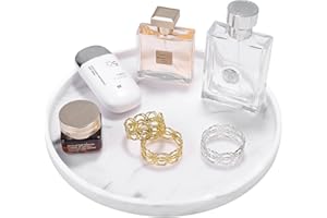 Luxspire Round Vanity Tray, 10.63 Inch Bathroom Vanity Tray Resin Kitchen Sink Tray, Countertop Organizer Tray for Perfume To