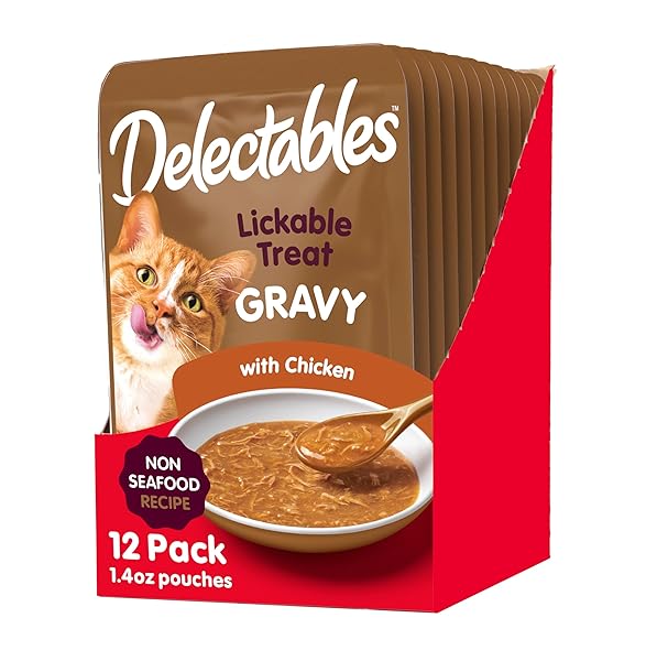 HARTZ DELECTABLES GRAVY NON-SEAFOOD LICKABLE WET CAT TREAT & FOOD TOPPER, CHICKEN, 12 PACK, 1.40 OUNCE (PACK OF 12)