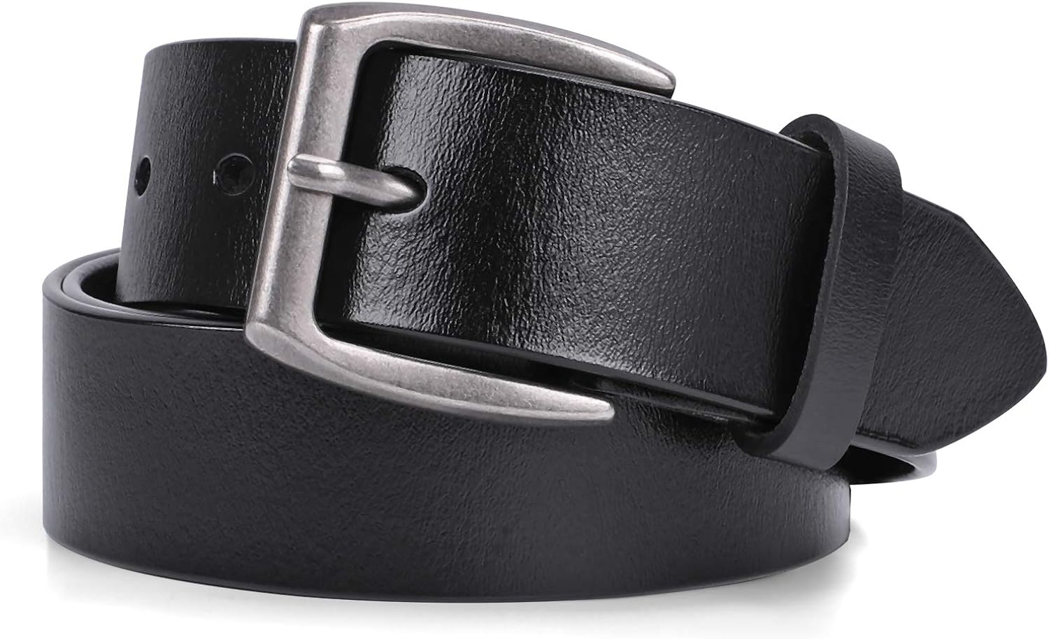 ladies black leather belt with silver buckle