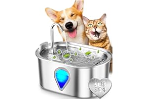 FURRYPLANET Cat Water Fountain Stainless Steel with 𝗙𝗮𝘂𝗰𝗲𝘁,Pet Water Fountain 3.5L/𝟏𝟐𝟓𝐎𝐳,Dog Automatic Drinking Water Dispenser with 𝐕𝐢𝐬𝐮𝐚𝐥 𝐖𝐢𝐧𝐝𝐨𝐰,Small Breeds&𝐍𝐨 𝐒𝐩𝐢𝐥𝐥