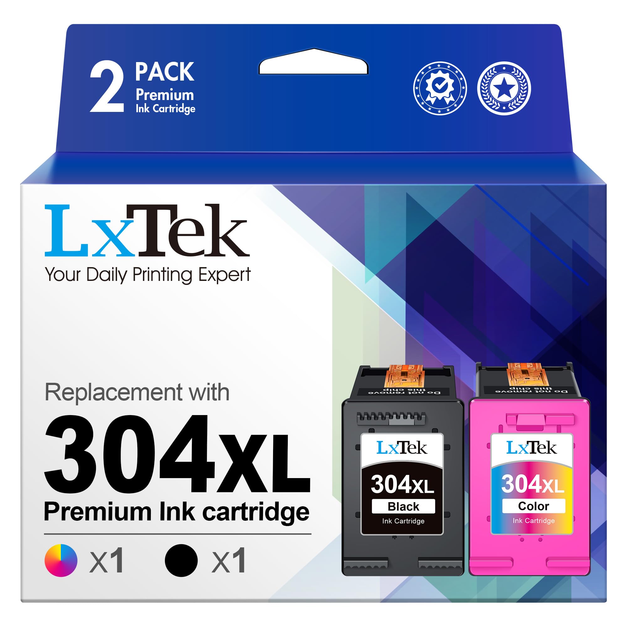 LxTek 304XL Ink Cartridges for HP 304 304XL Ink Cartridges for HP Envy 5010 5020 5030 5032 Deskjet 2620 2622 2630 2632 2633 2634 3720 3730 3733 3735 3750 3760 3762 3764 (1 Black, 1 Colour)