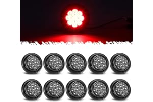 Partsam 10Pcs 2.5 inch Smoked Lens Red 13LED Side Marker Clearance Lights with Pigtail and Grommets for Trailer Semi-trucks F