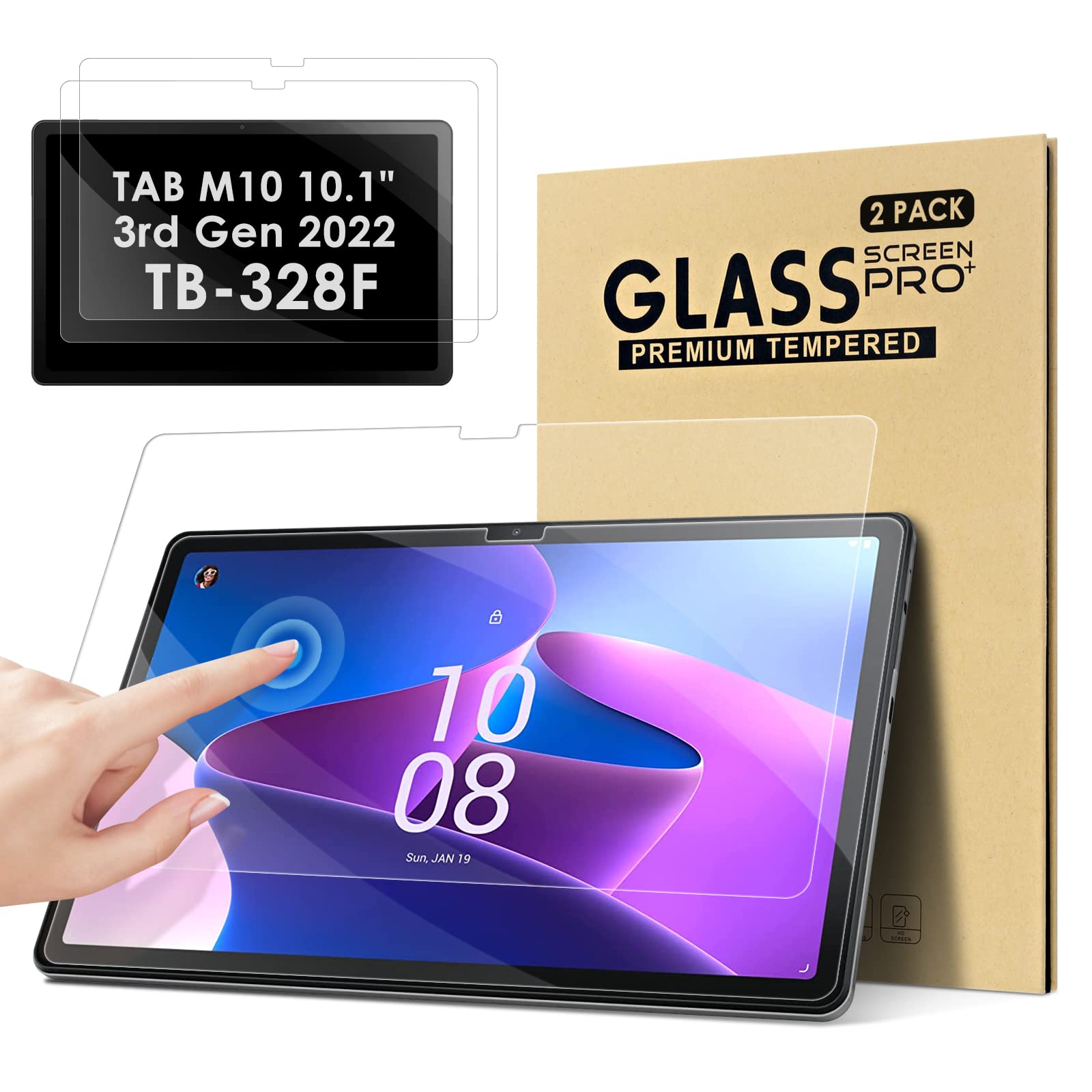 KATUMO [2 Pack Screen Protector compatible with Lenovo Tab M10 3rd Gen 10.1 Inch Screen Protector (TB-328F/ TB-328X) HD Clear Scratch Resistant Tempered Glass Film