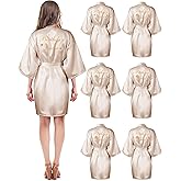 Xuhal 6 Pcs Women's Birthday Squad Robes Birthday Party Queen Spa Bathrobe Kimono Spa Robe Sleepover Party Robes Silky Gown