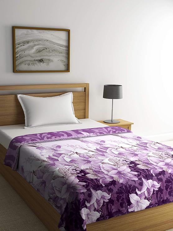 Buy Single Blanket Floral Purple & White Fleece Online at Low Prices in